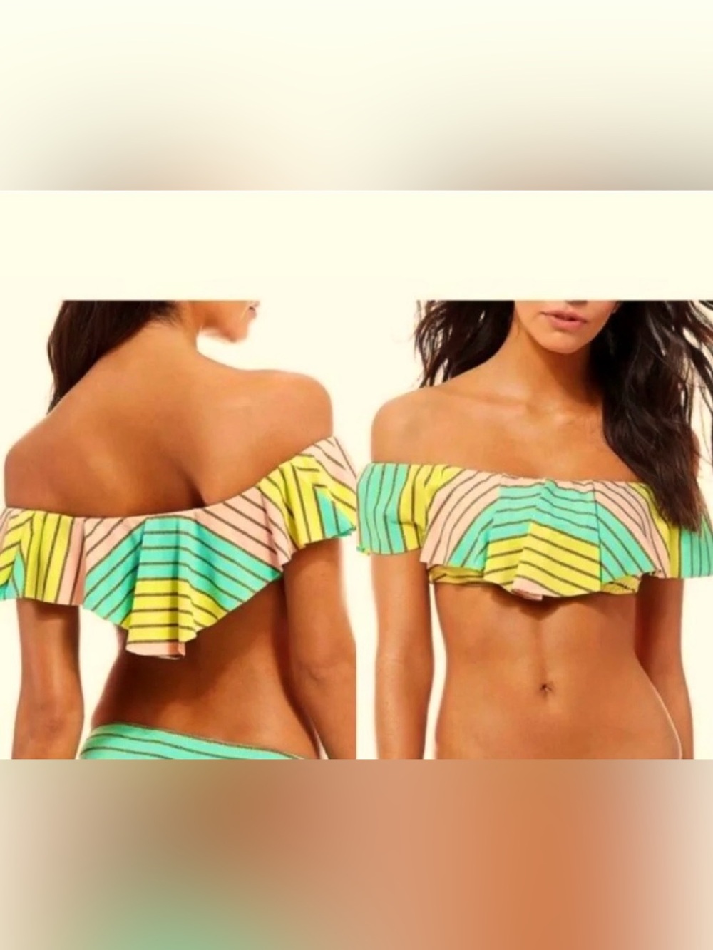 Trina Turk Off-Shoulder Ruffled Bikini Top NWT